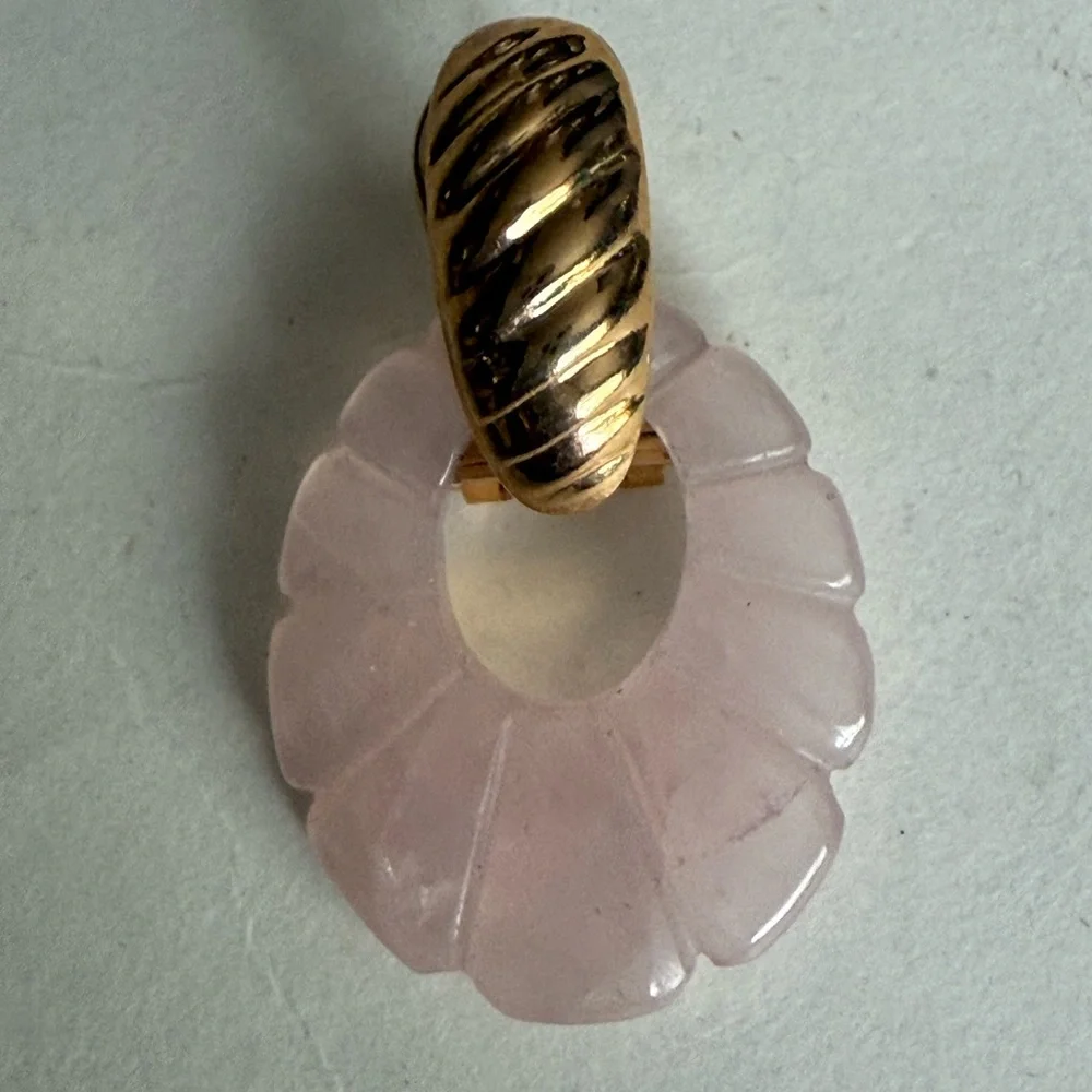 Gold and Pink Rose Quartz Convertible Earrings - Picture 5 of 11